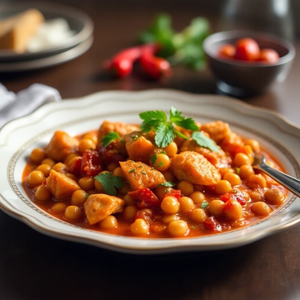 Spicy Spanish Chicken and Chickpea Stew