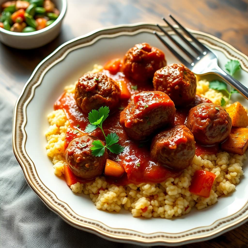 Moroccan-Inspired Beef Meatball Bowls