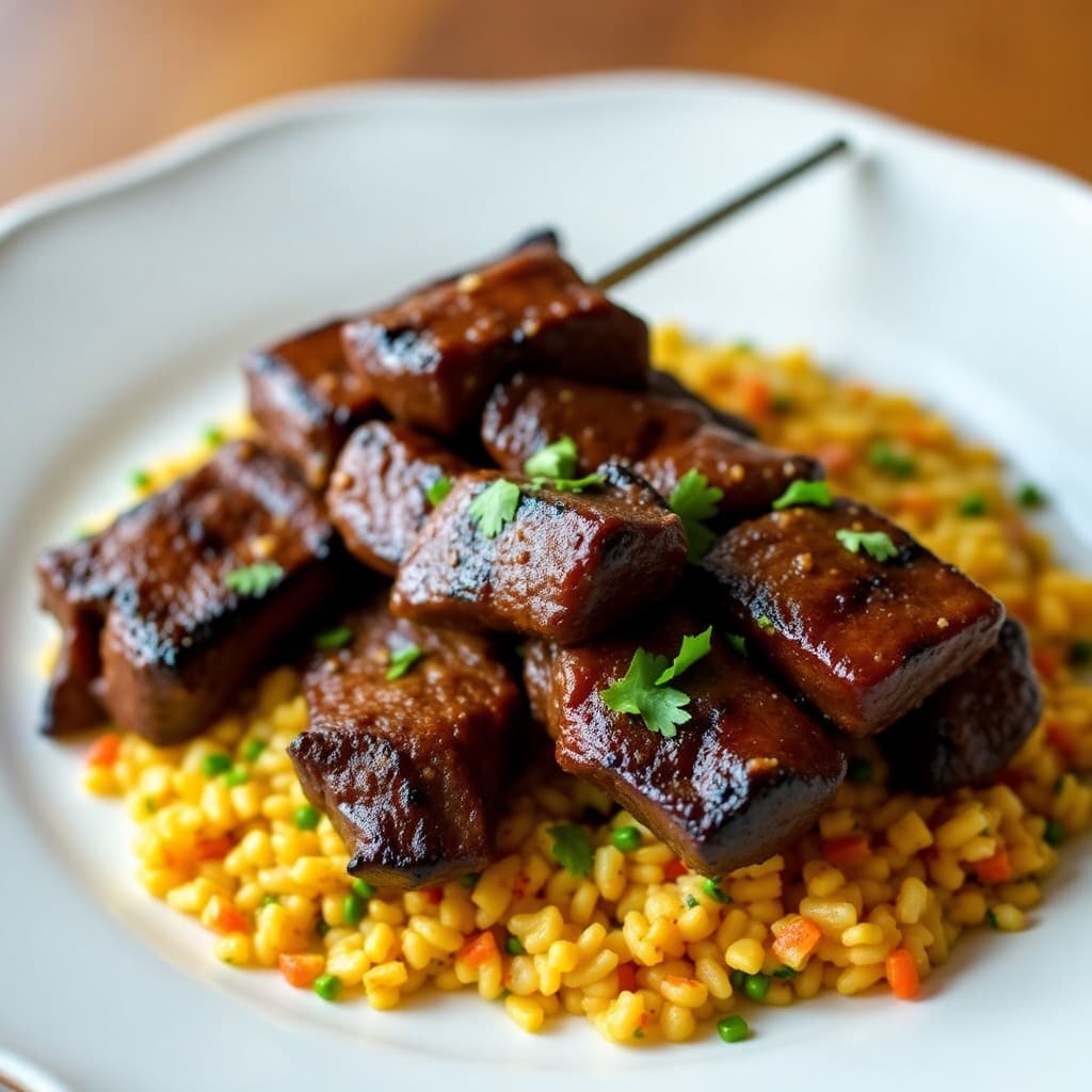 Brazilian Beef Picanha Skewers with Chimichurri Rice