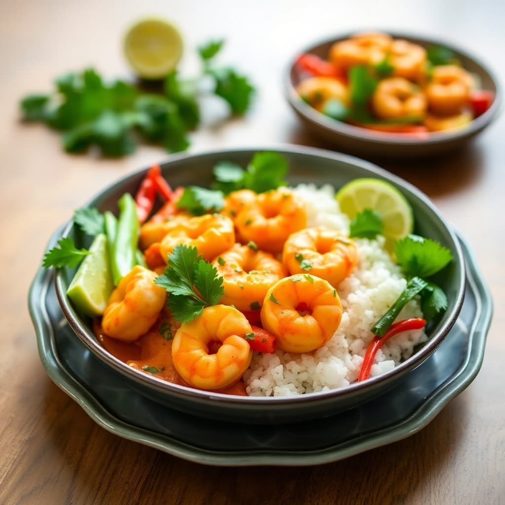 Zesty Thai Coconut Curry Shrimp Bowls