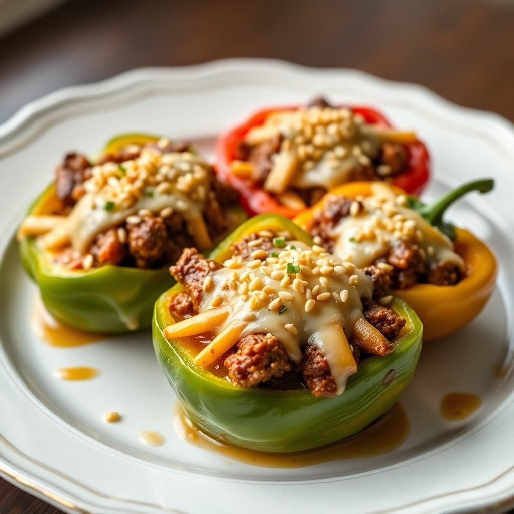 Korean BBQ Beef Stuffed Peppers