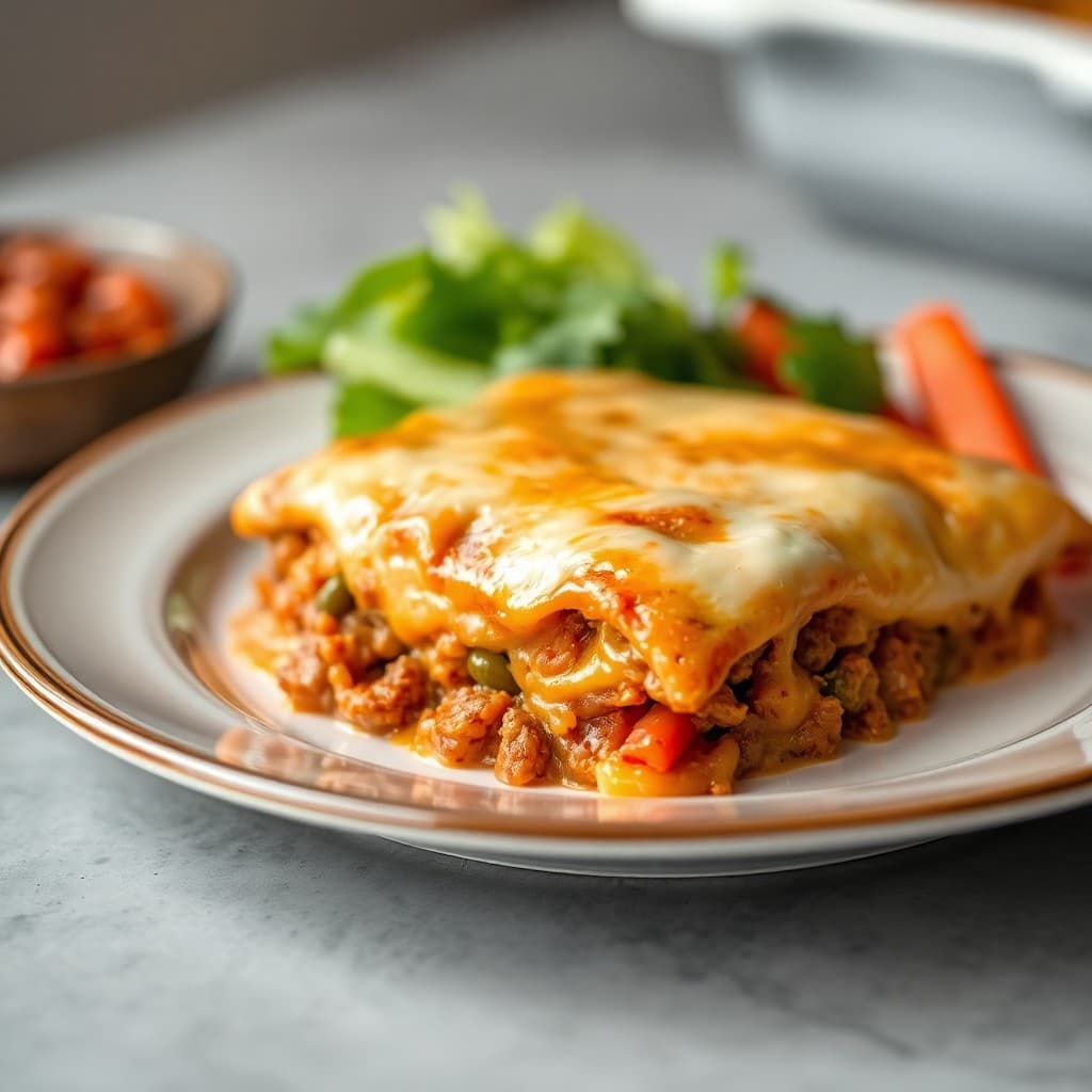 Cheesy Beef Enchilada Bake