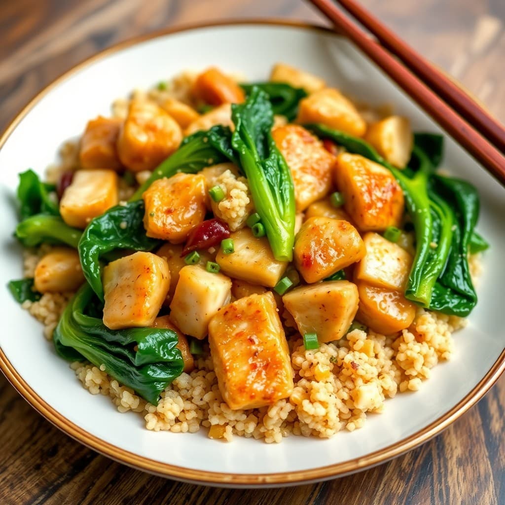 Zesty Chicken Stir-Fry with Garlic Bok Choy and Quinoa