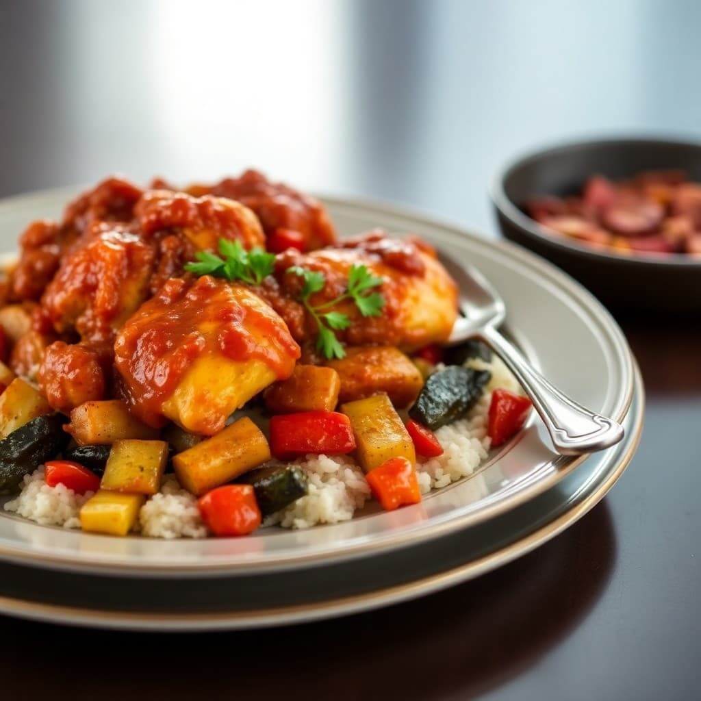 Moroccan Spiced Chicken Tagine with Roasted Veggies
