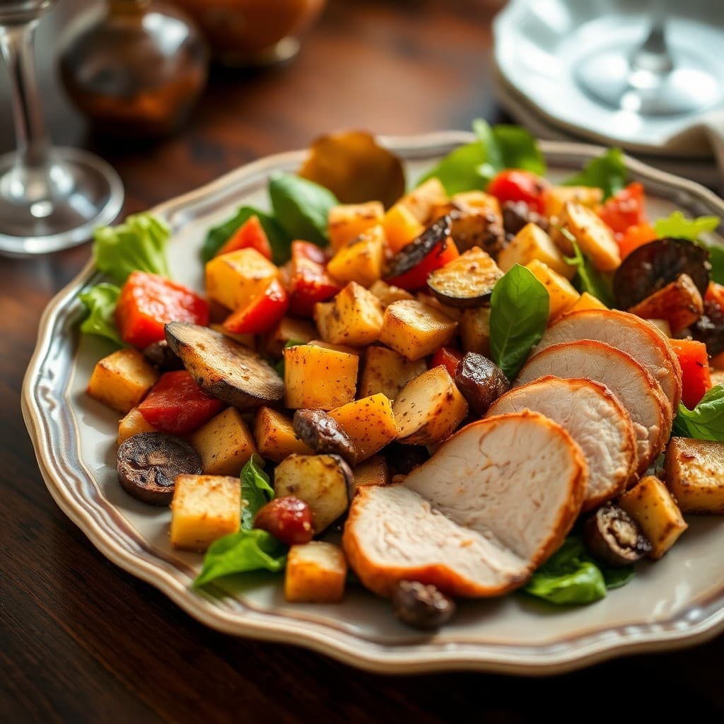 Roasted Autumn Vegetable and Turkey Salad