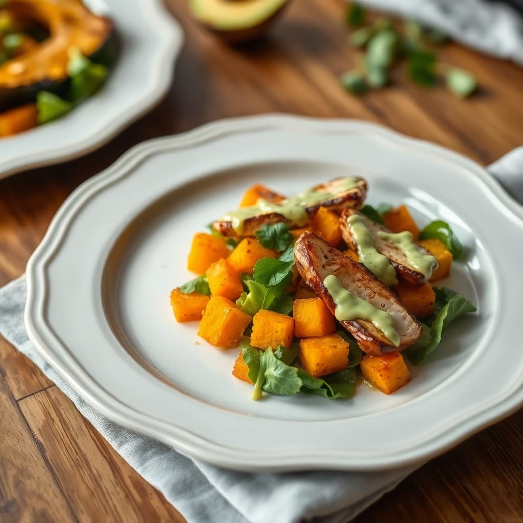 Roasted Pumpkin and Chicken Salad