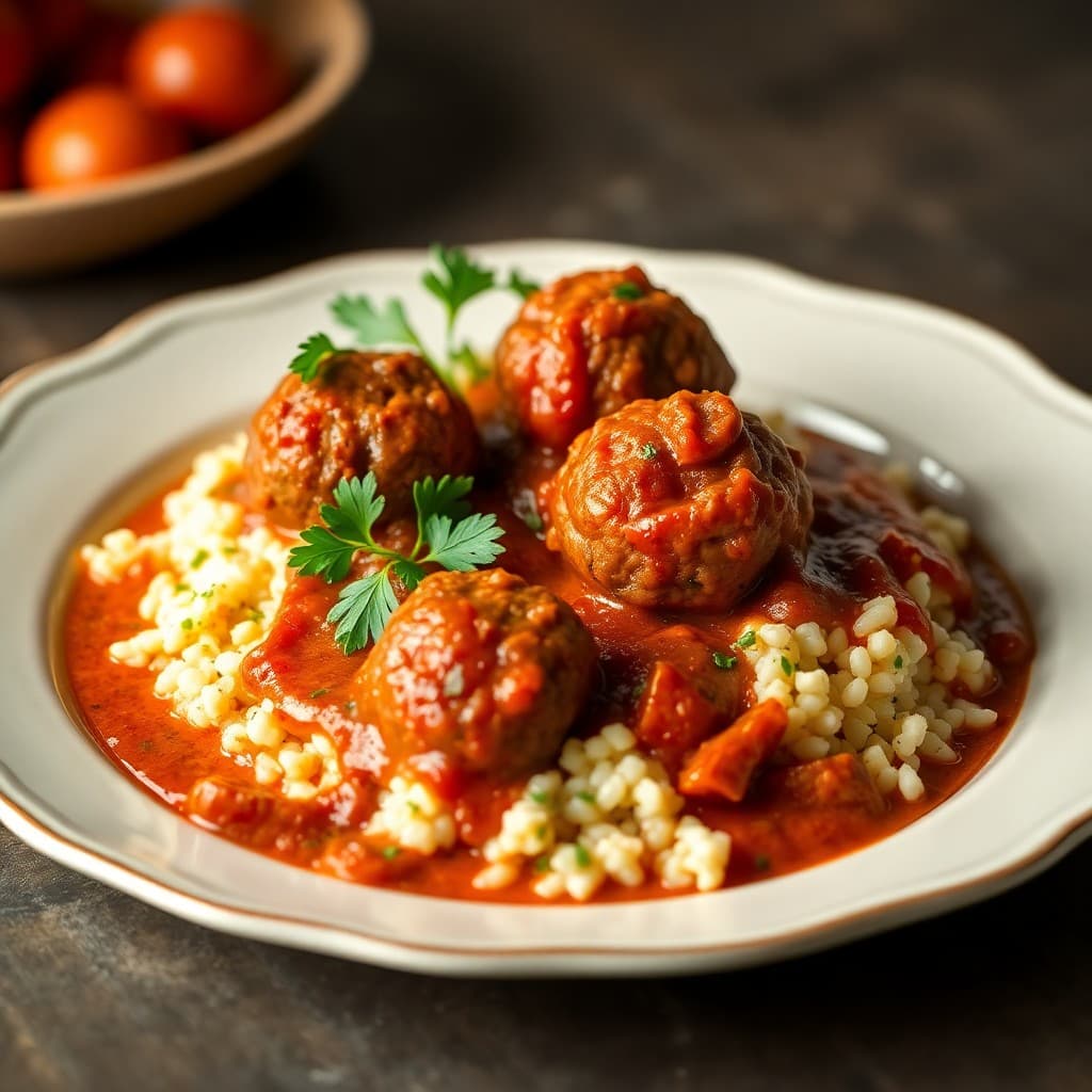 Moroccan Spiced Lamb Meatballs with Herb Couscous