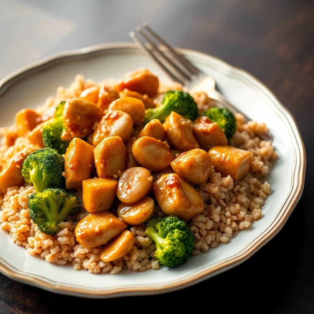 Ginger Garlic Chicken Stir-Fry with Broccoli and Brown Rice