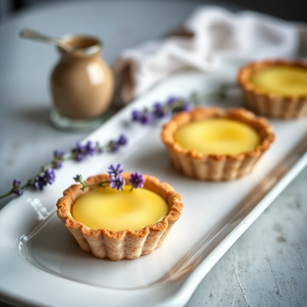 Greek Honey Lavender Custard Tarts