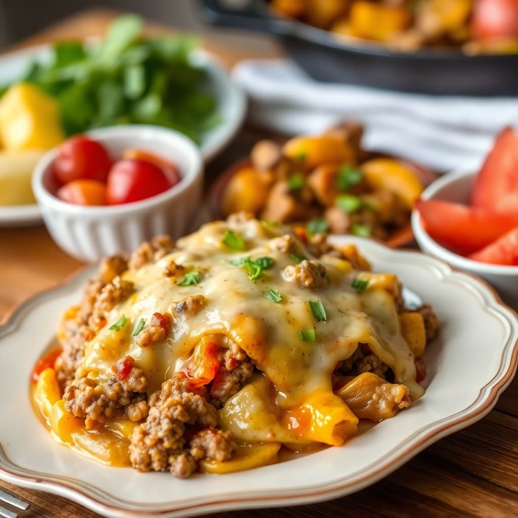 Cheesy Beef and Veggie Skillet