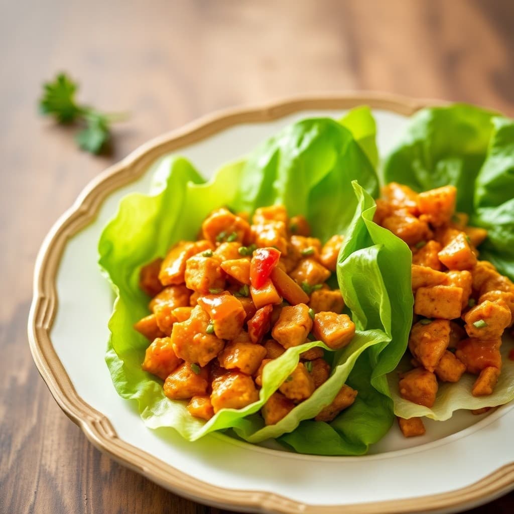 Spicy Peanut Chicken Lettuce Wraps