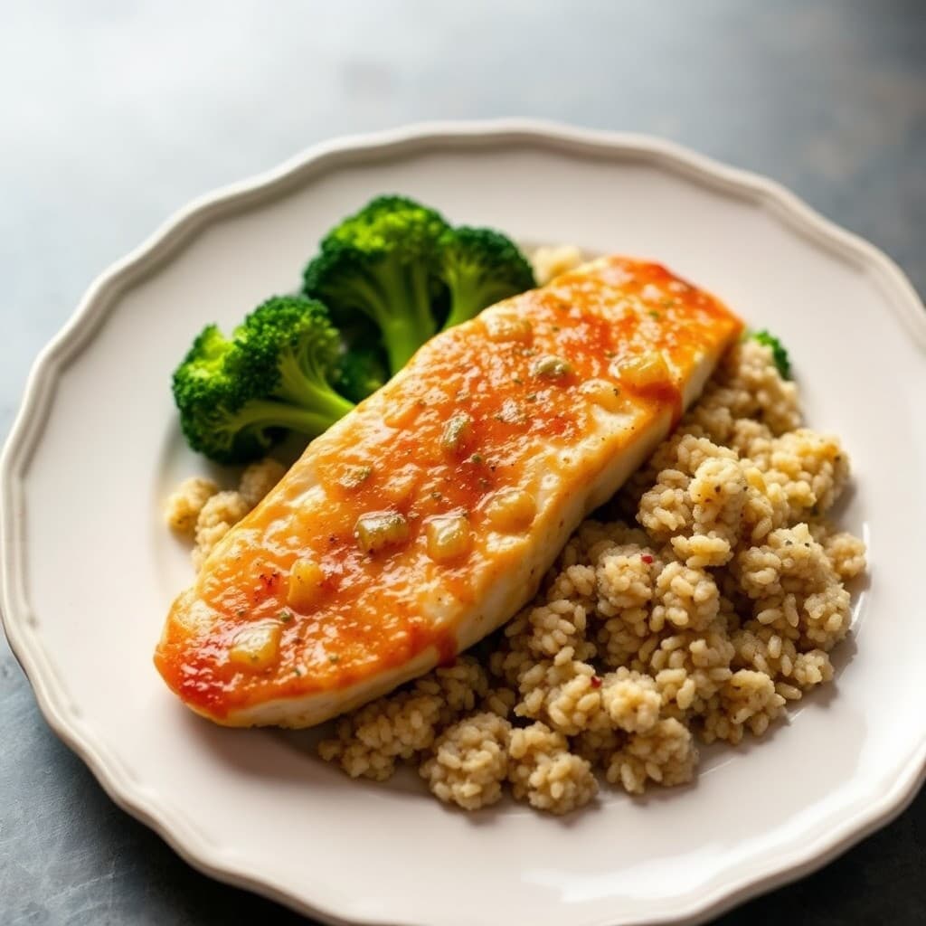 Seared Ginger-Garlic Tilapia with Roasted Broccoli and Quinoa