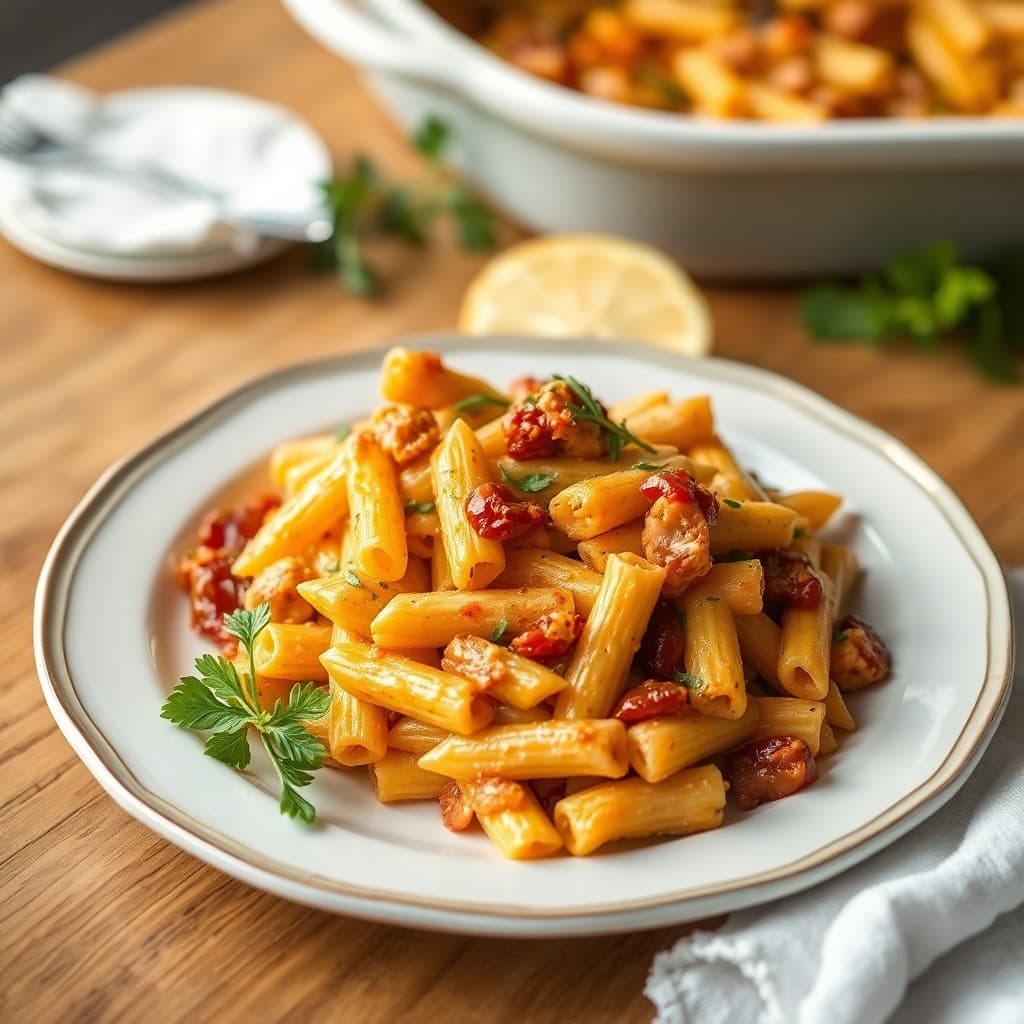 Tuscan Chicken Penne Pasta Bake