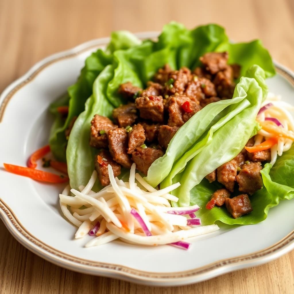 Korean Bulgogi Beef Lettuce Wraps with Sesame Ginger Slaw