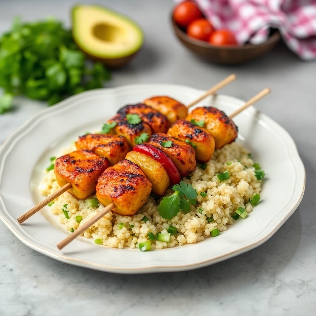 Zesty Chicken Fajita Skewers with Cilantro Lime Quinoa