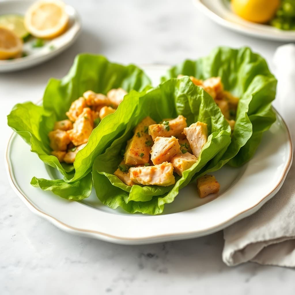 Lemon Garlic Chicken Lettuce Wraps