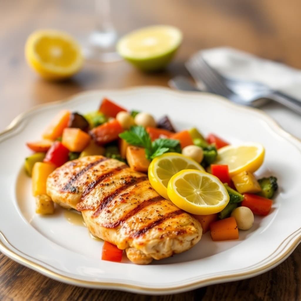 Zesty Citrus Grilled Chicken with Roasted Veggie Medley
