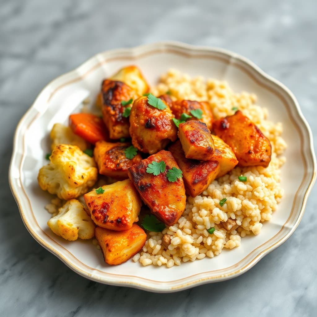 Seared Chili-Lime Chicken Fajitas with Roasted Cauliflower and Quinoa
