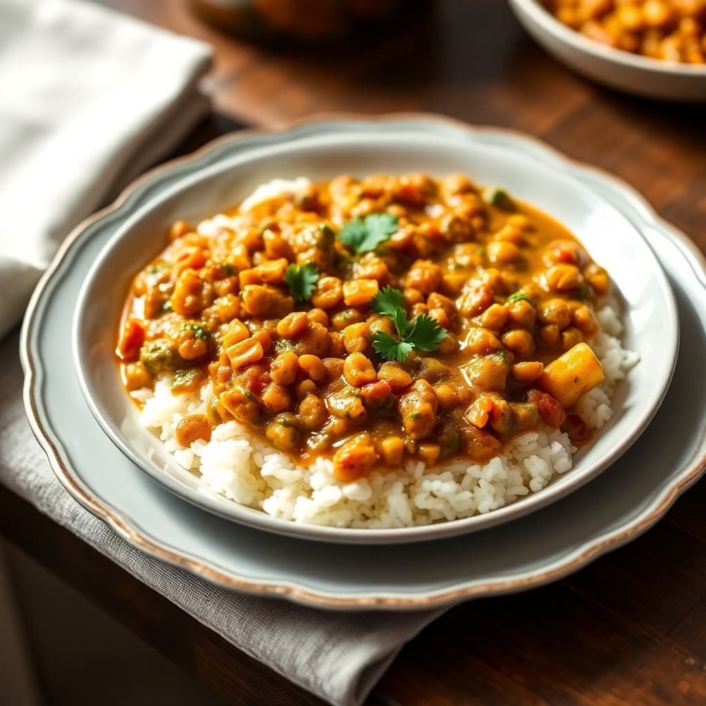 Aromatic Lentil Curry with Cauliflower Rice