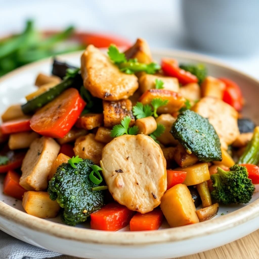 Protein-Packed Chicken Stir-Fry with Roasted Vegetables