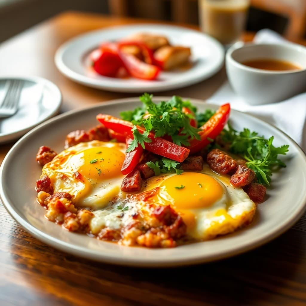Spanish Baked Eggs with Chorizo and Manchego