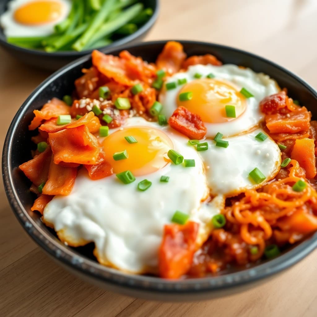 Korean Kimchi Bacon Breakfast Skillet