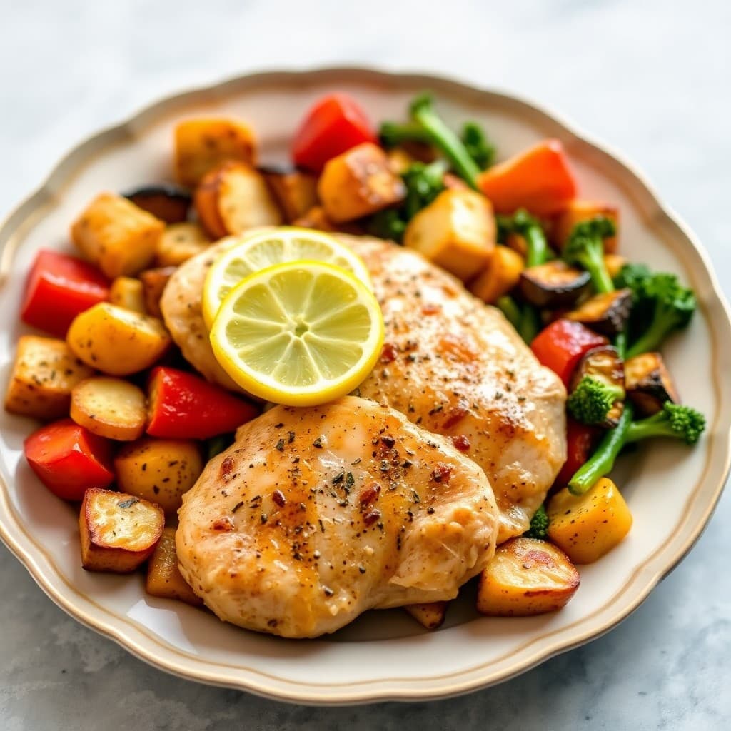 Zesty Lemon Chicken with Roasted Veggie Medley