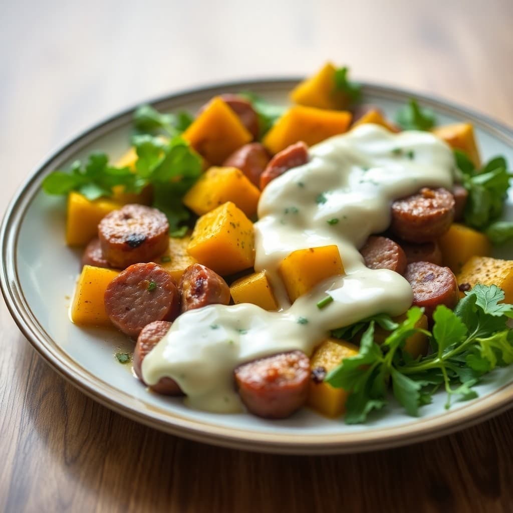 Roasted Butternut Squash and Sausage Salad