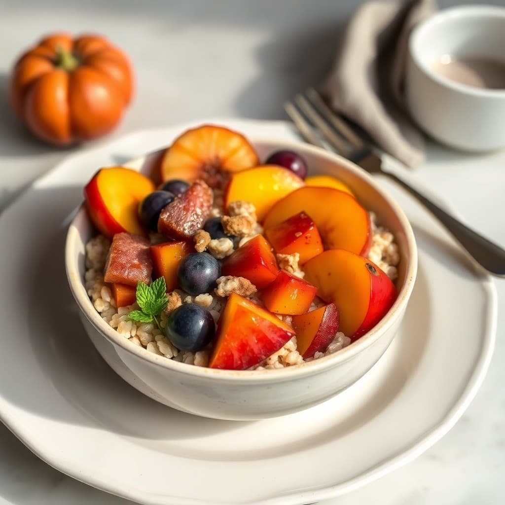 Autumn Oat and Fruit Breakfast Bowl