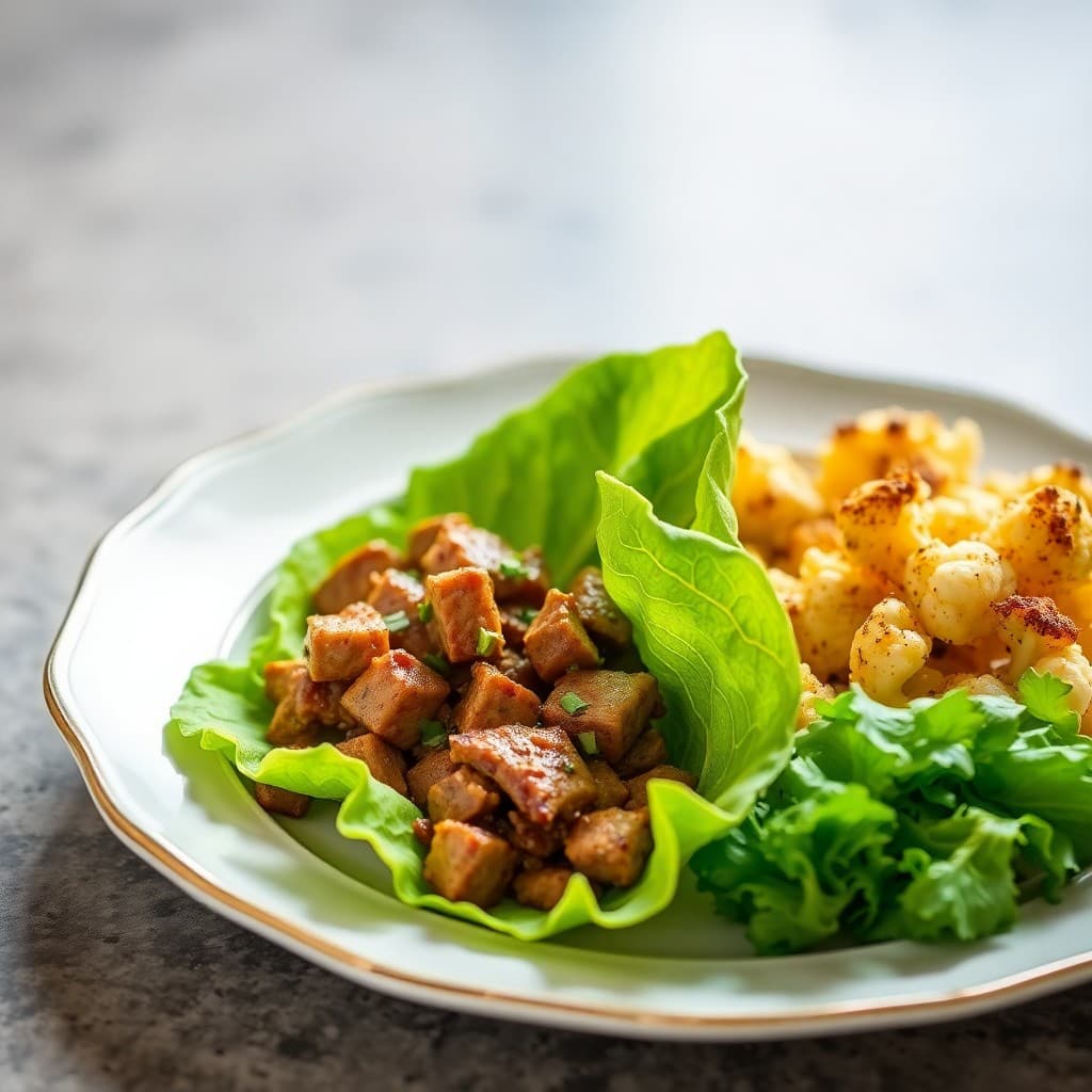 Lemongrass Beef Lettuce Wraps with Roasted Cauliflower