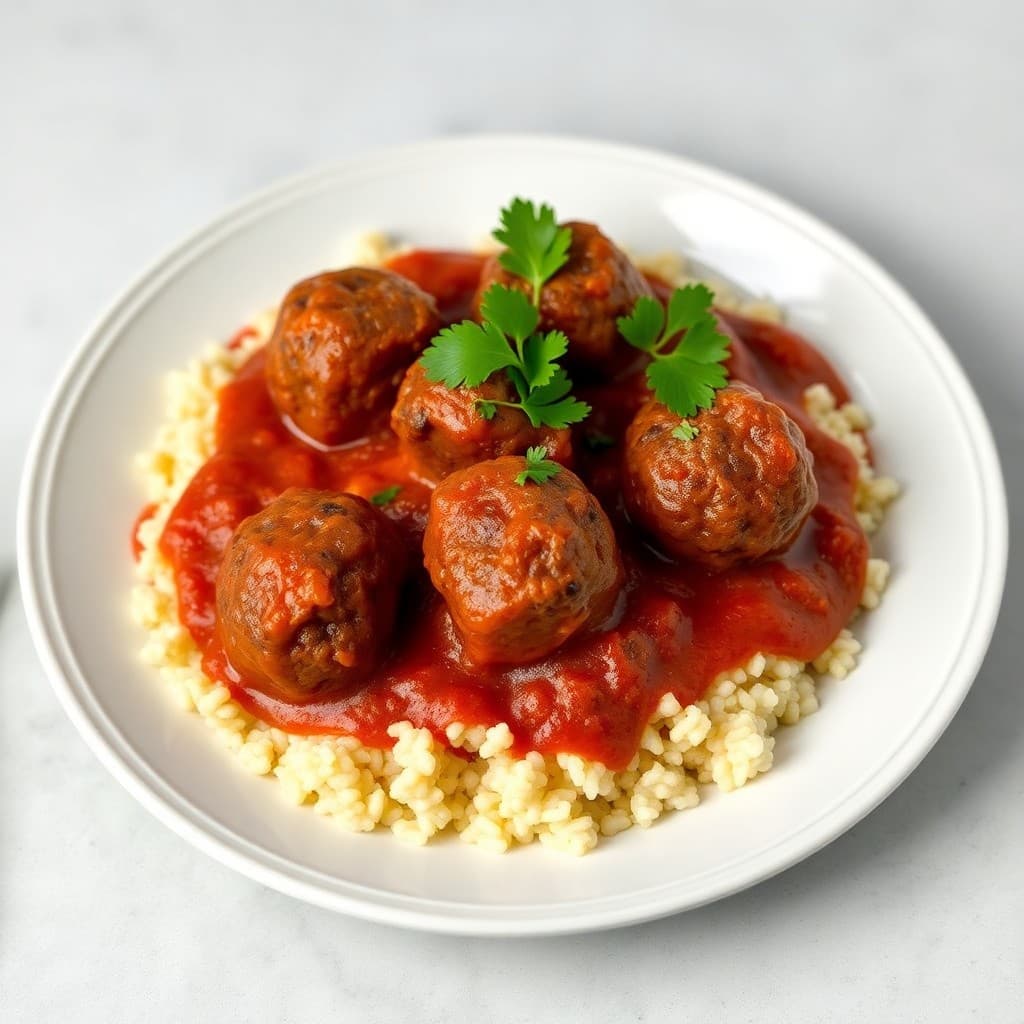 Moroccan-Spiced Beef Meatball Tagine with Warm Couscous