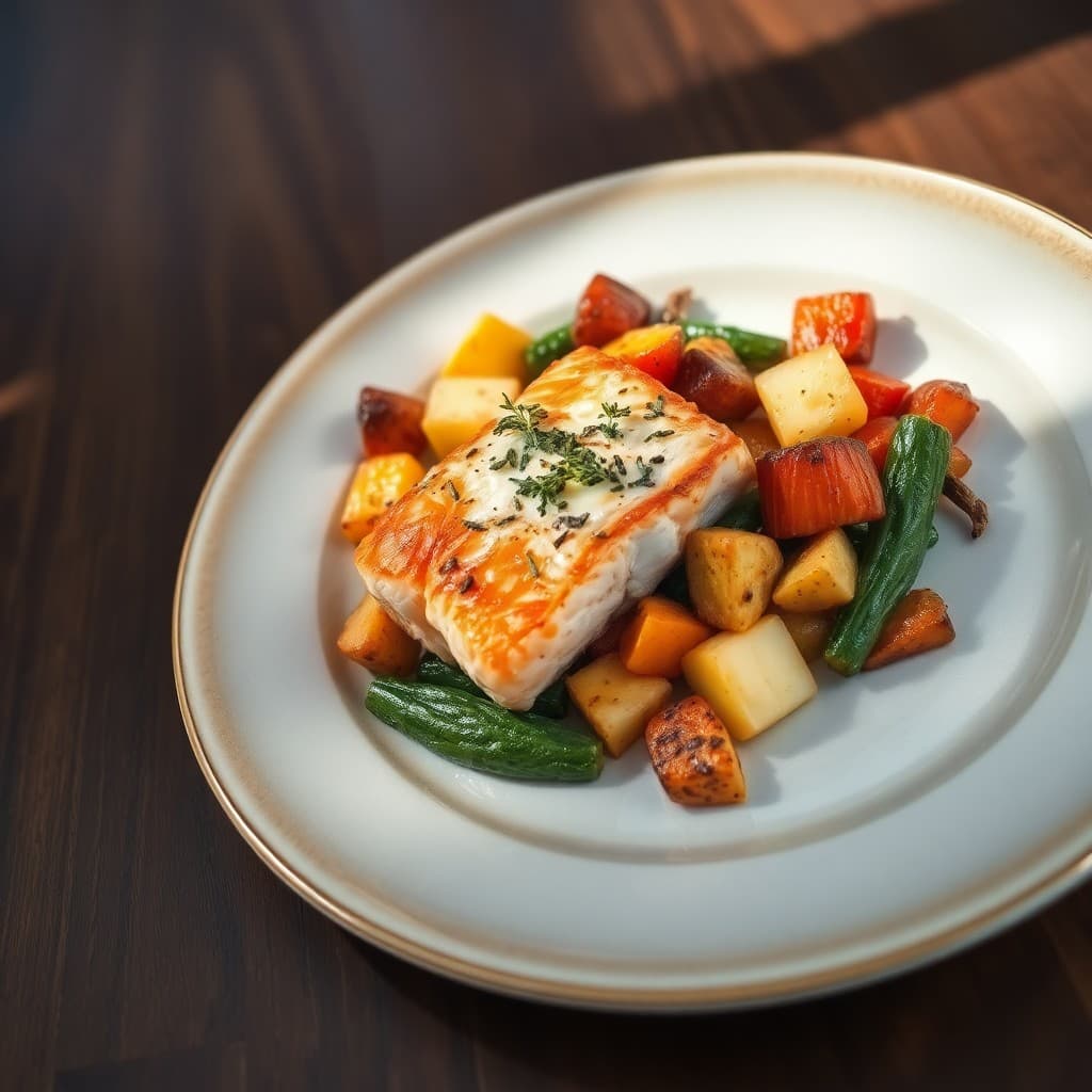 Paleo Roasted Salmon with Roasted Winter Vegetables