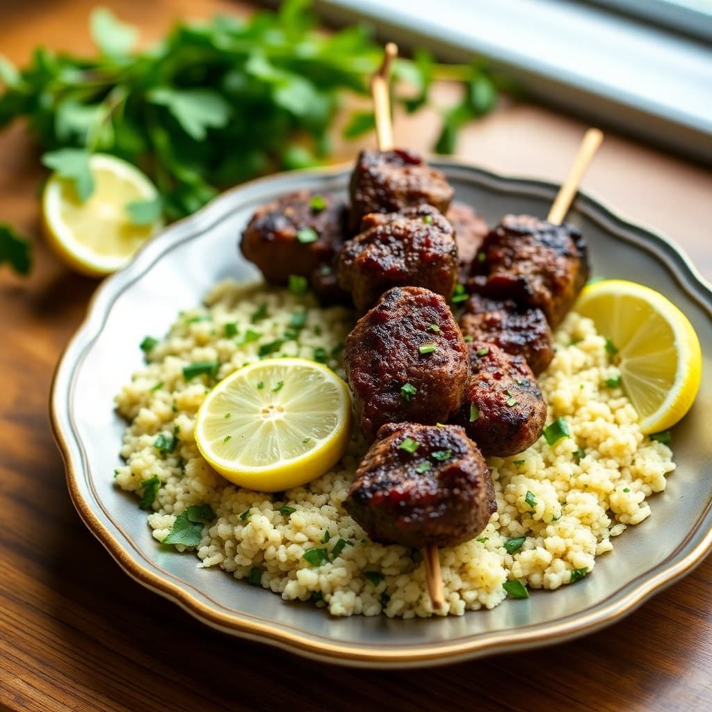 Moroccan-Spiced Lamb Skewers with Lemon Herb Couscous