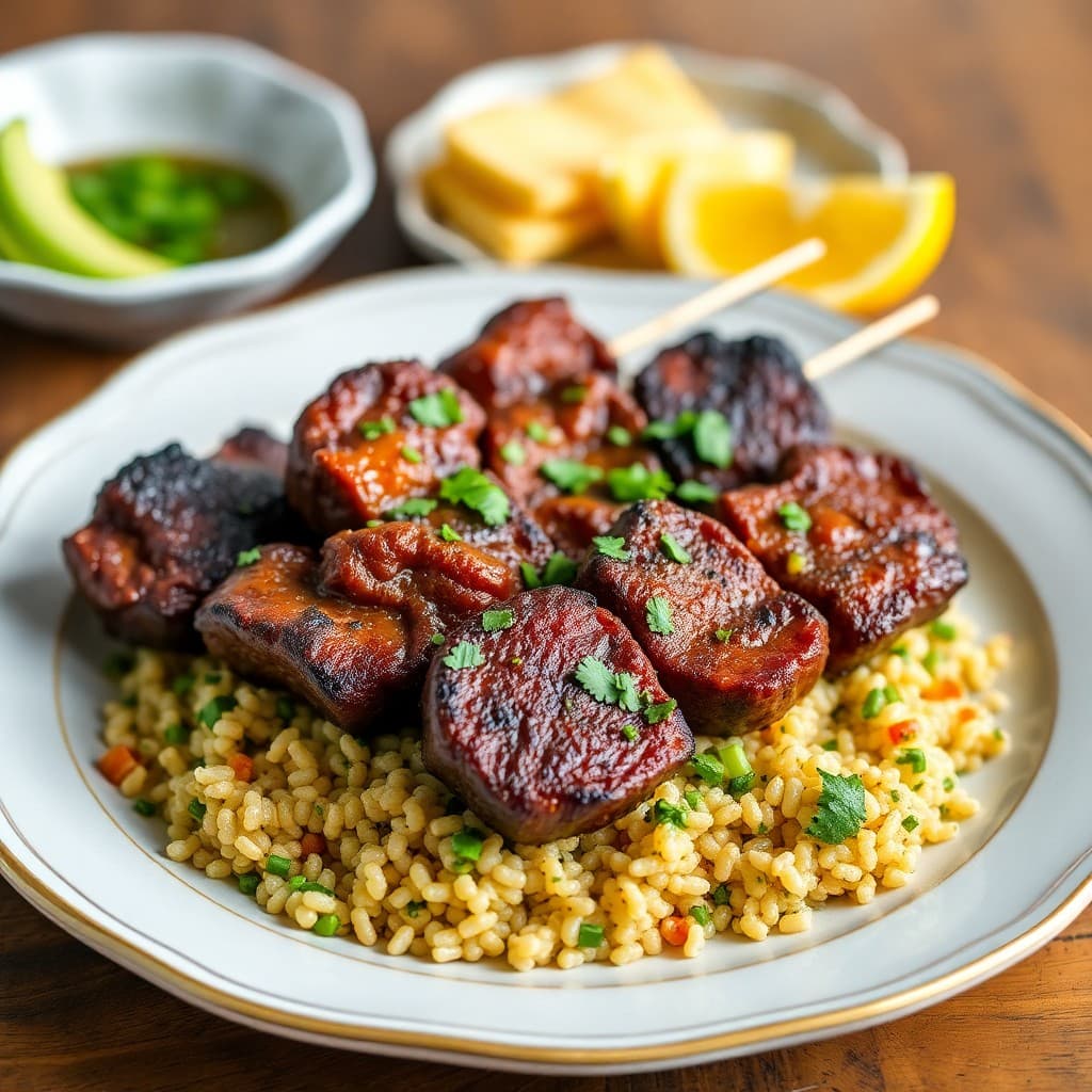 Brazilian Picanha Beef Skewers with Chimichurri Quinoa