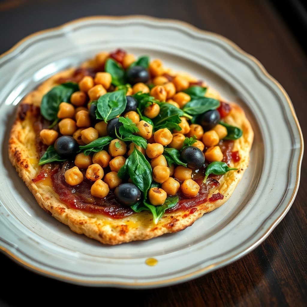 Crispy Chickpea & Spinach Pissaladière with Caramelized Onion Compote