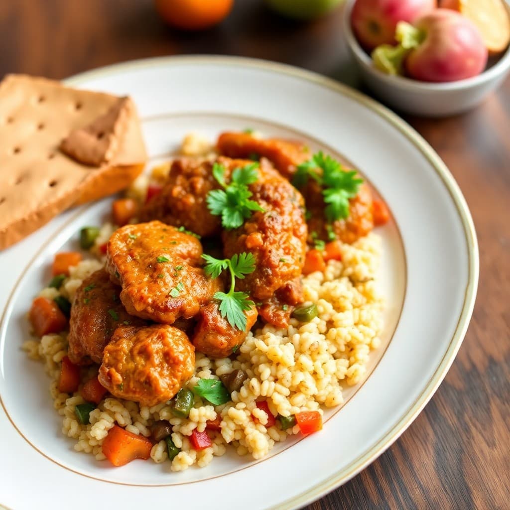 Zesty Moroccan Chicken Tagine with Roasted Vegetable Couscous