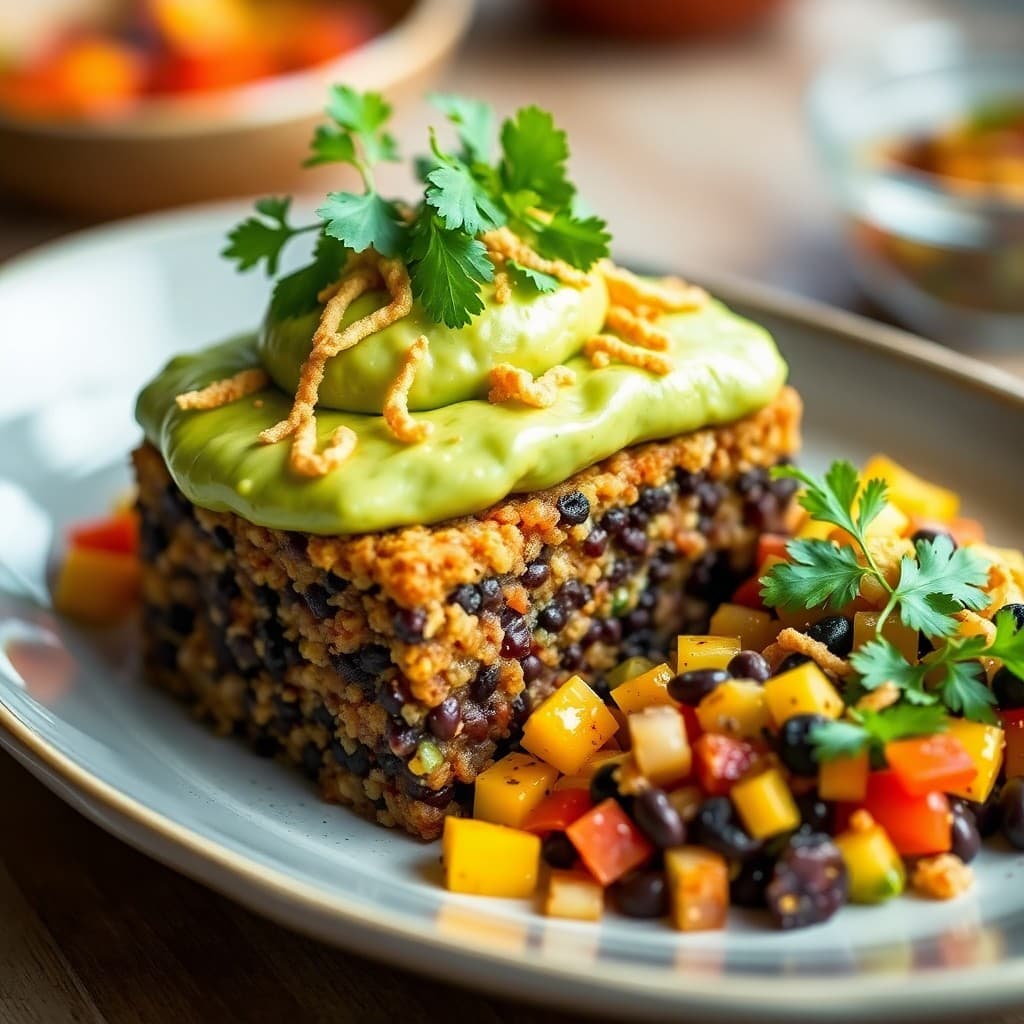 Quinoa & Black Bean Causa-Style Stack with Cilantro-Lime Avocado