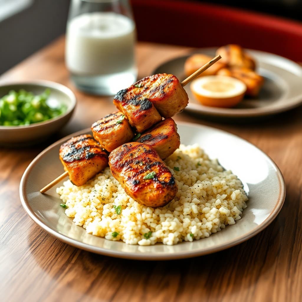 Sizzling Moroccan Chicken Skewers with Herbed Couscous