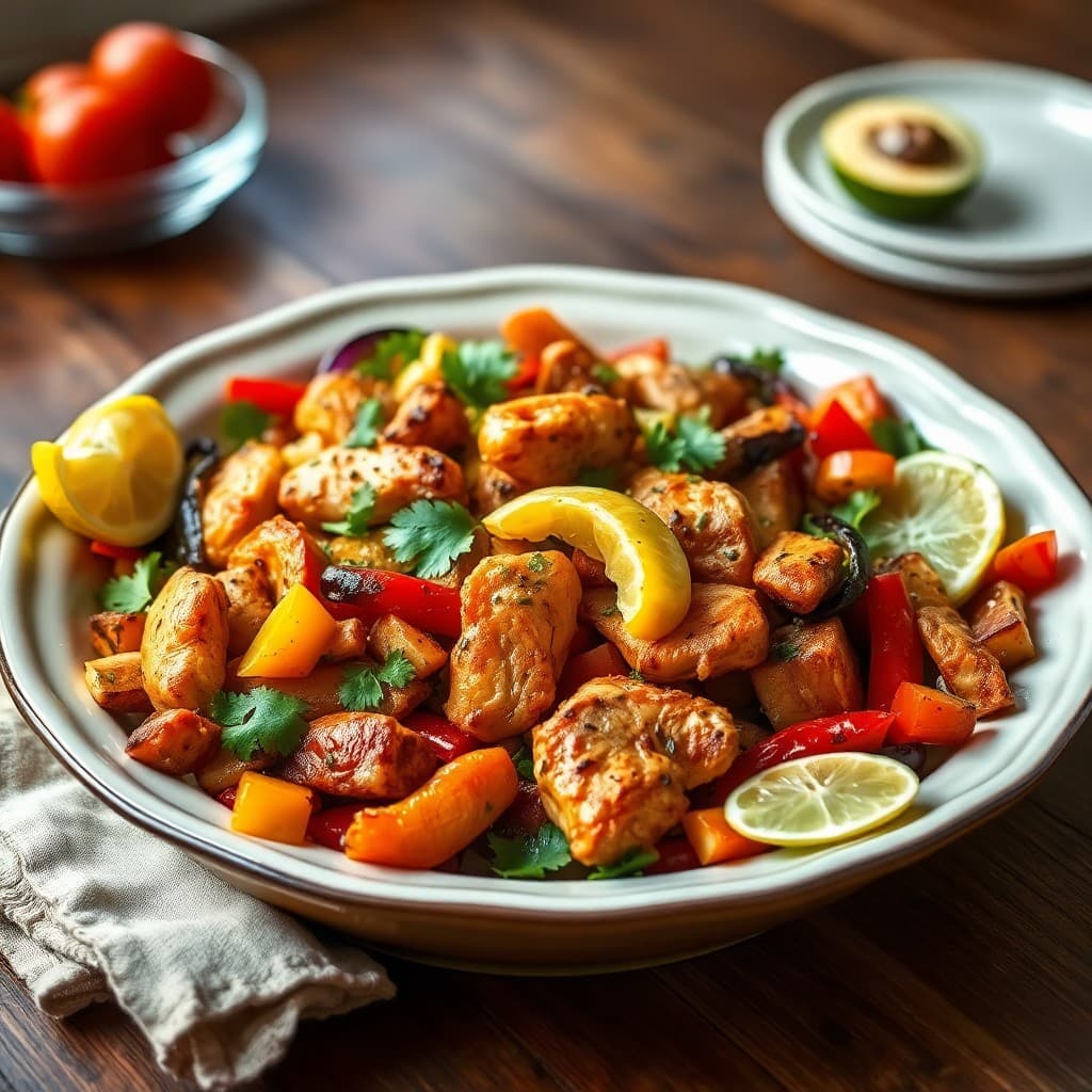 Zesty Lemon Chicken Fajitas with Roasted Veggies