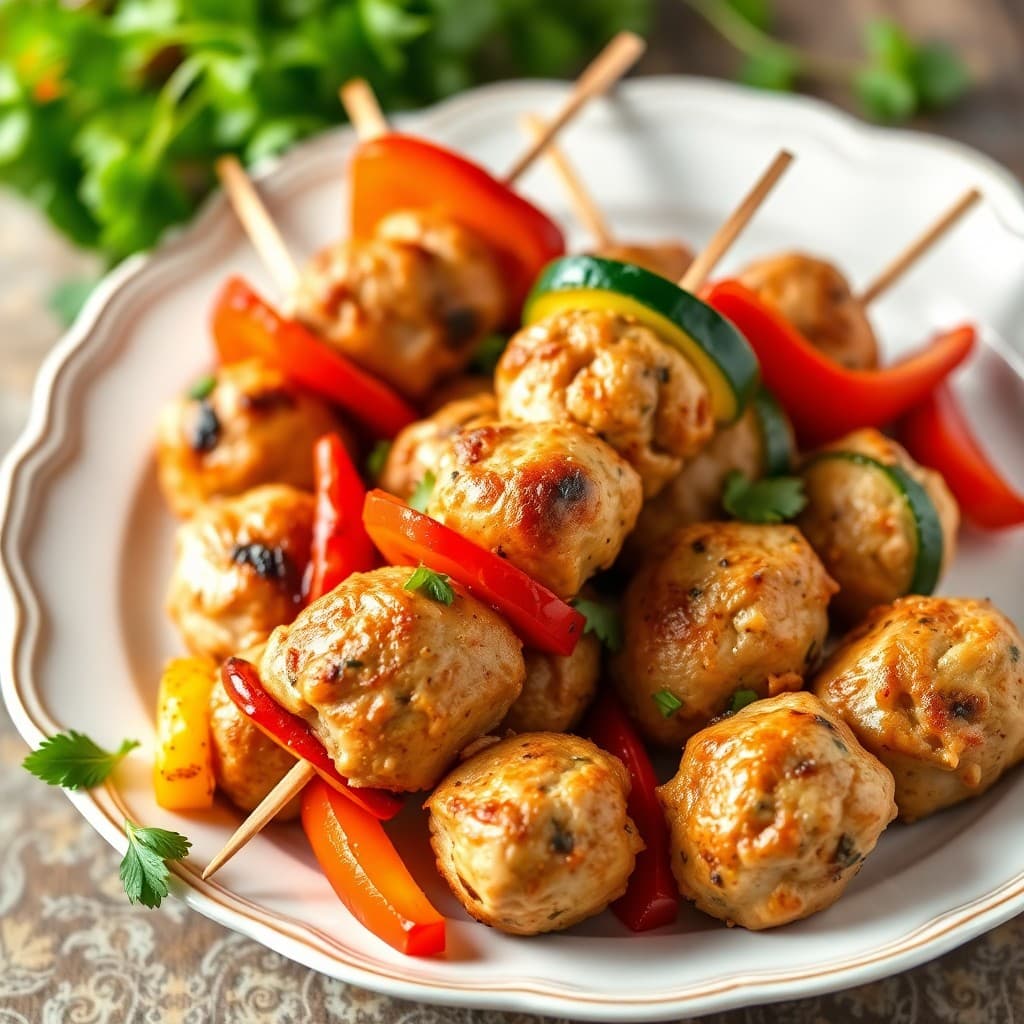 Zesty Italian Chicken Meatball Skewers
