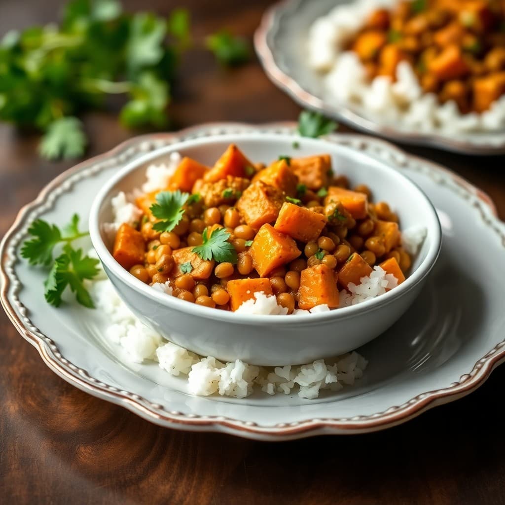 Lentil and Sweet Potato Curry Bowls