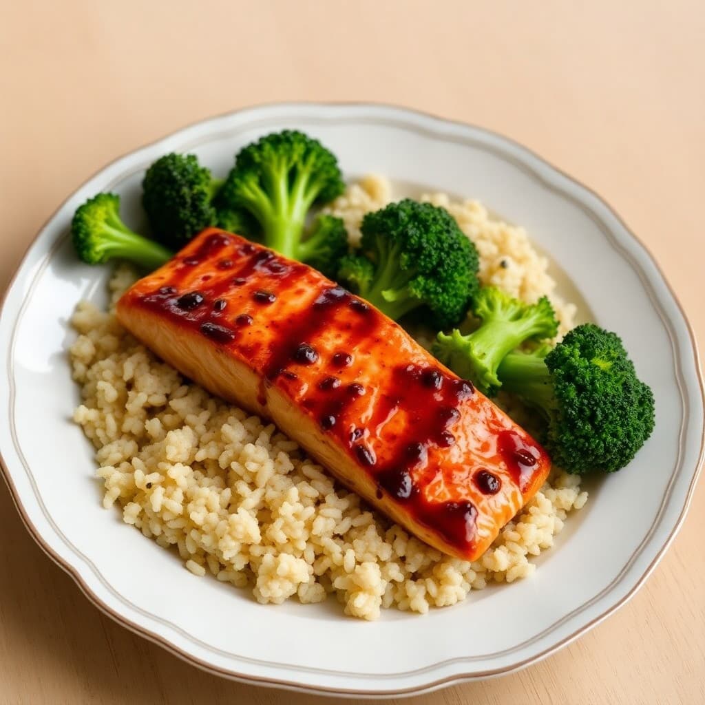 Miso-Glazed Salmon with Roasted Broccoli and Quinoa