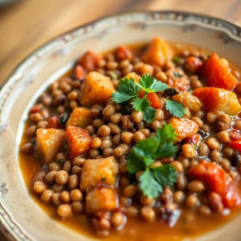 Hearty Mediterranean Lentil and Veggie Stew