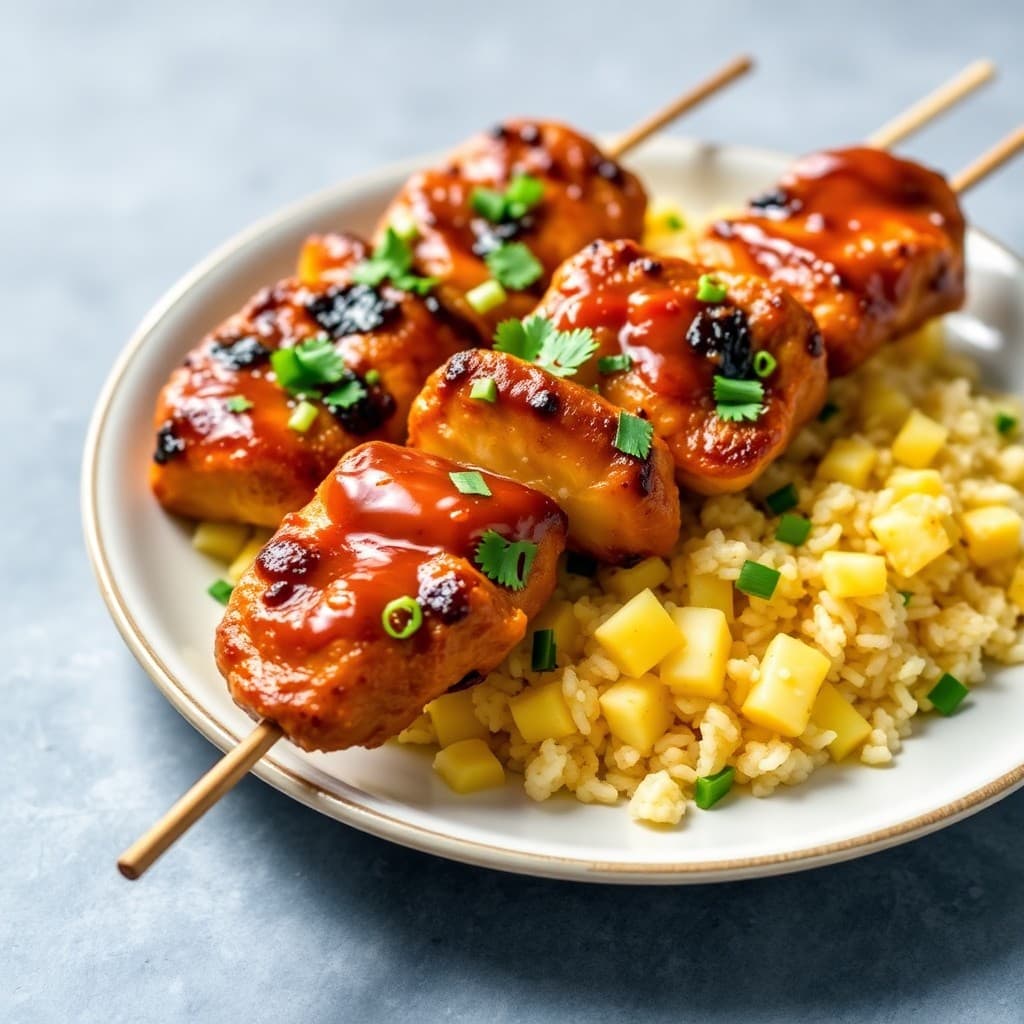 Sizzling Thai Pineapple Chicken Skewers