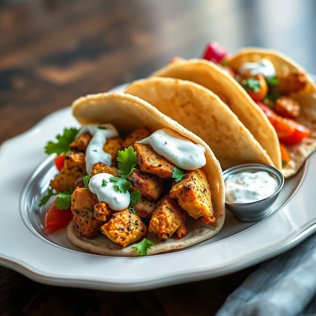 Mediterranean Chicken Pitas with Tzatziki Sauce