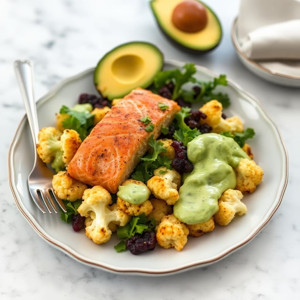 Roasted Cauliflower and Salmon Salad