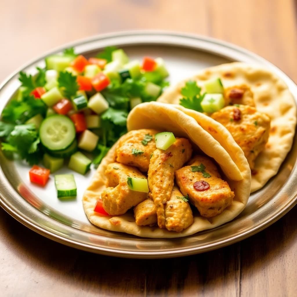 Lemon Herb Chicken Pitas with Cucumber Salad