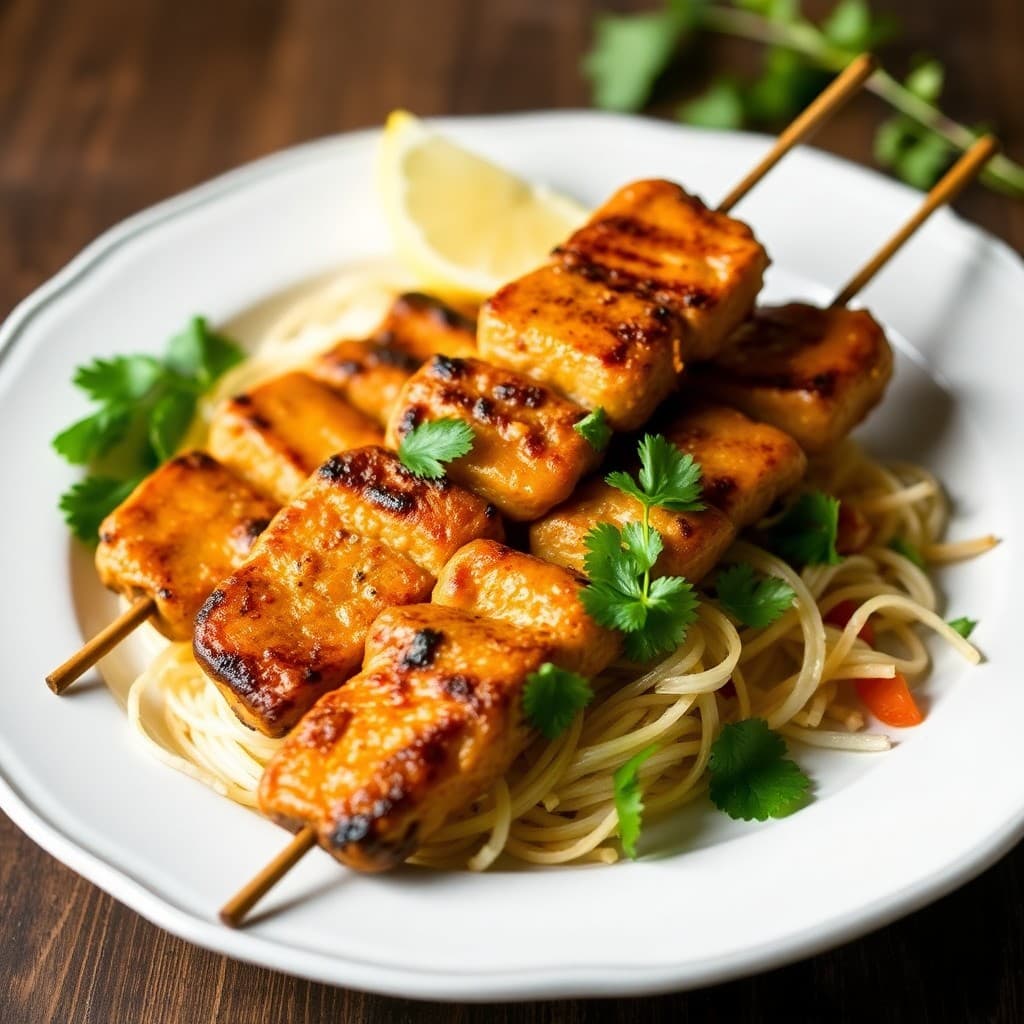 Vietnamese Lemongrass Chicken Skewers with Vermicelli Salad