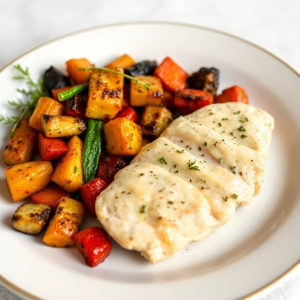 Lemon Herb Chicken with Roasted Mediterranean Veggies
