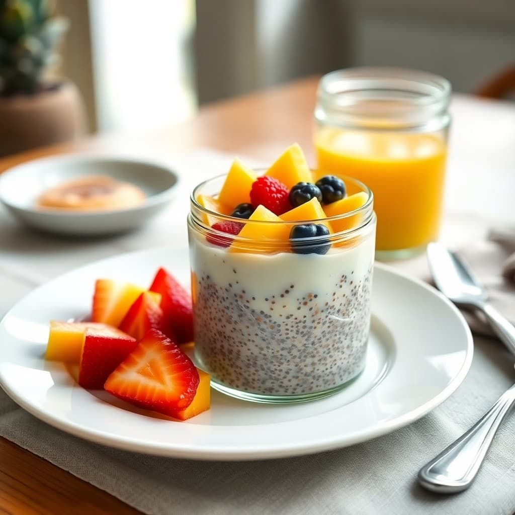 Overnight Chia Pudding with Tropical Fruit